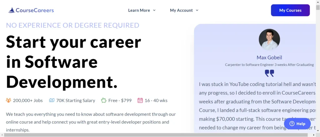 CourseCareers Software Development Program Review